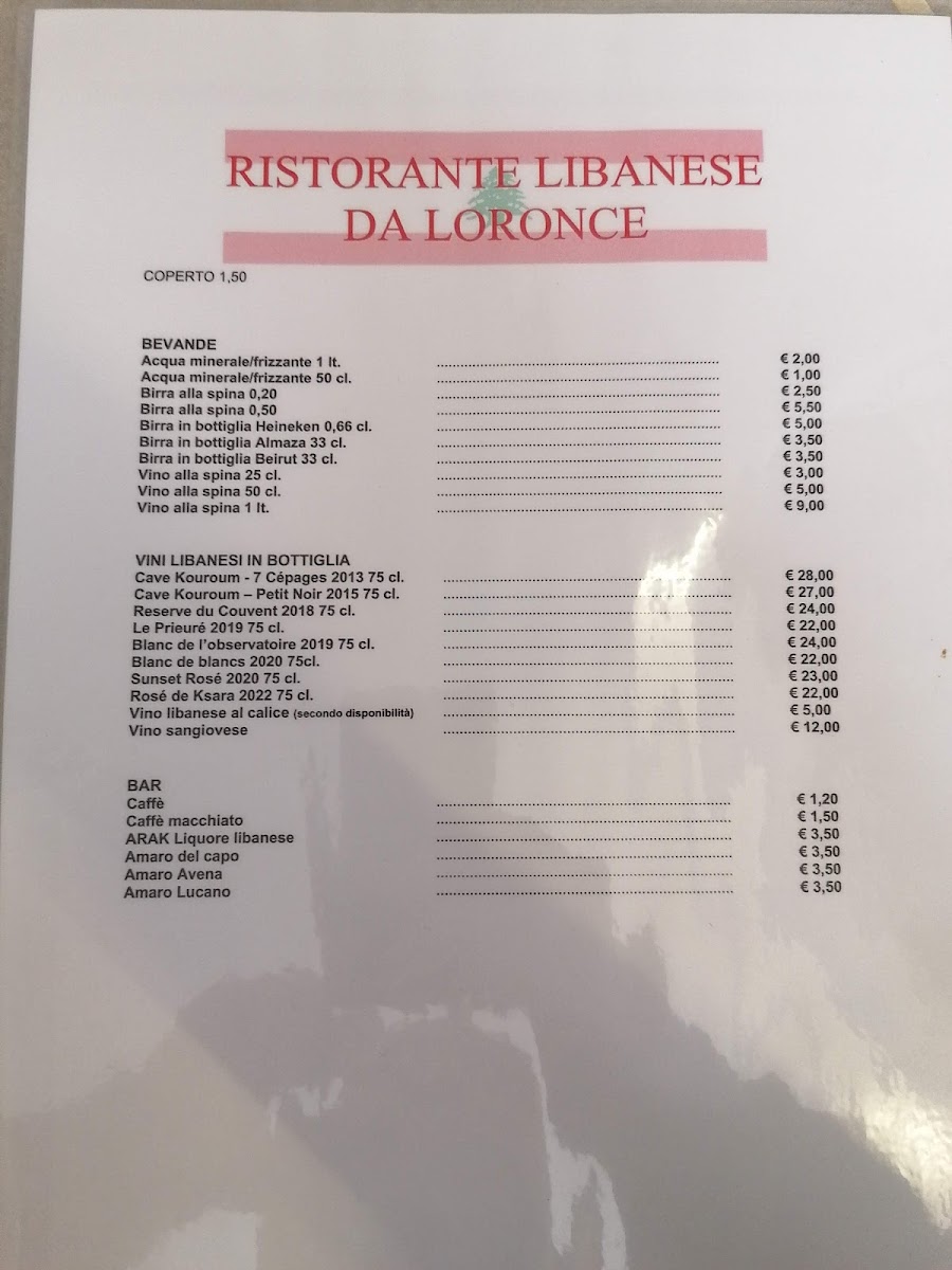 Menu Ristorante Libanese Da Loronce-10