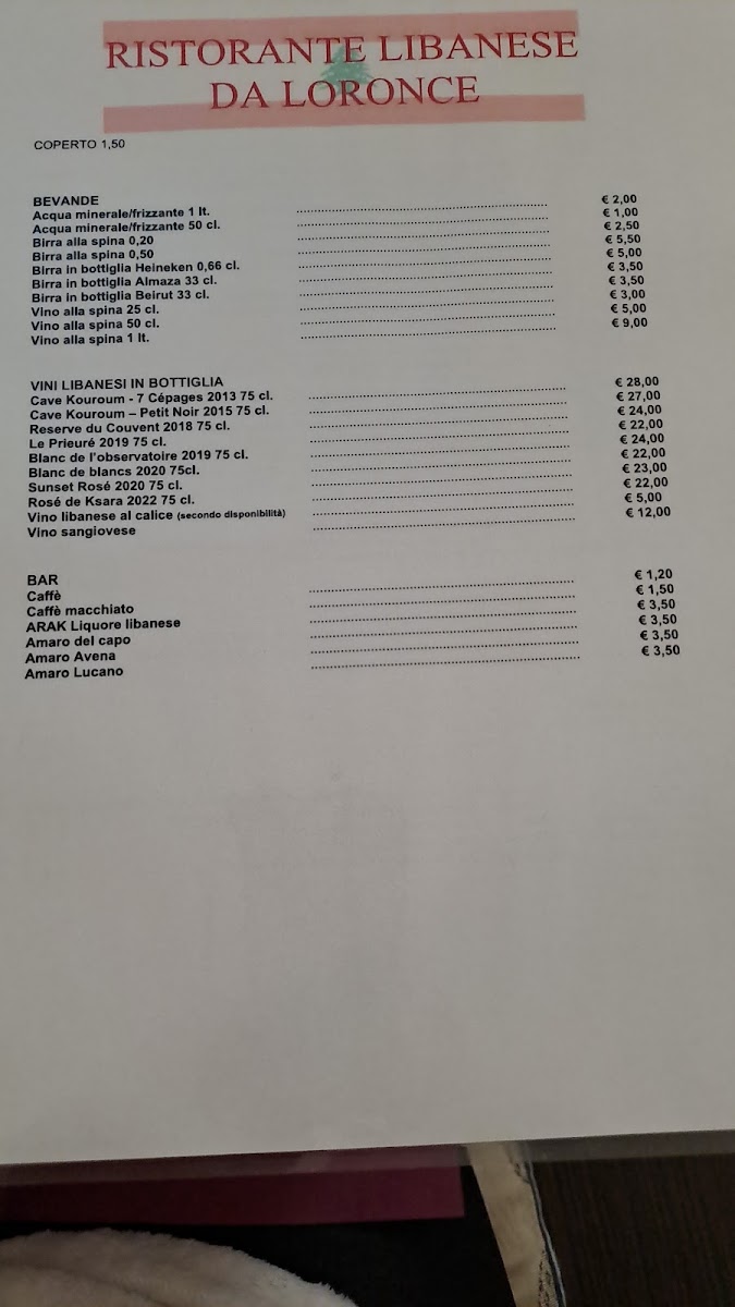 Menu Ristorante Libanese Da Loronce-3